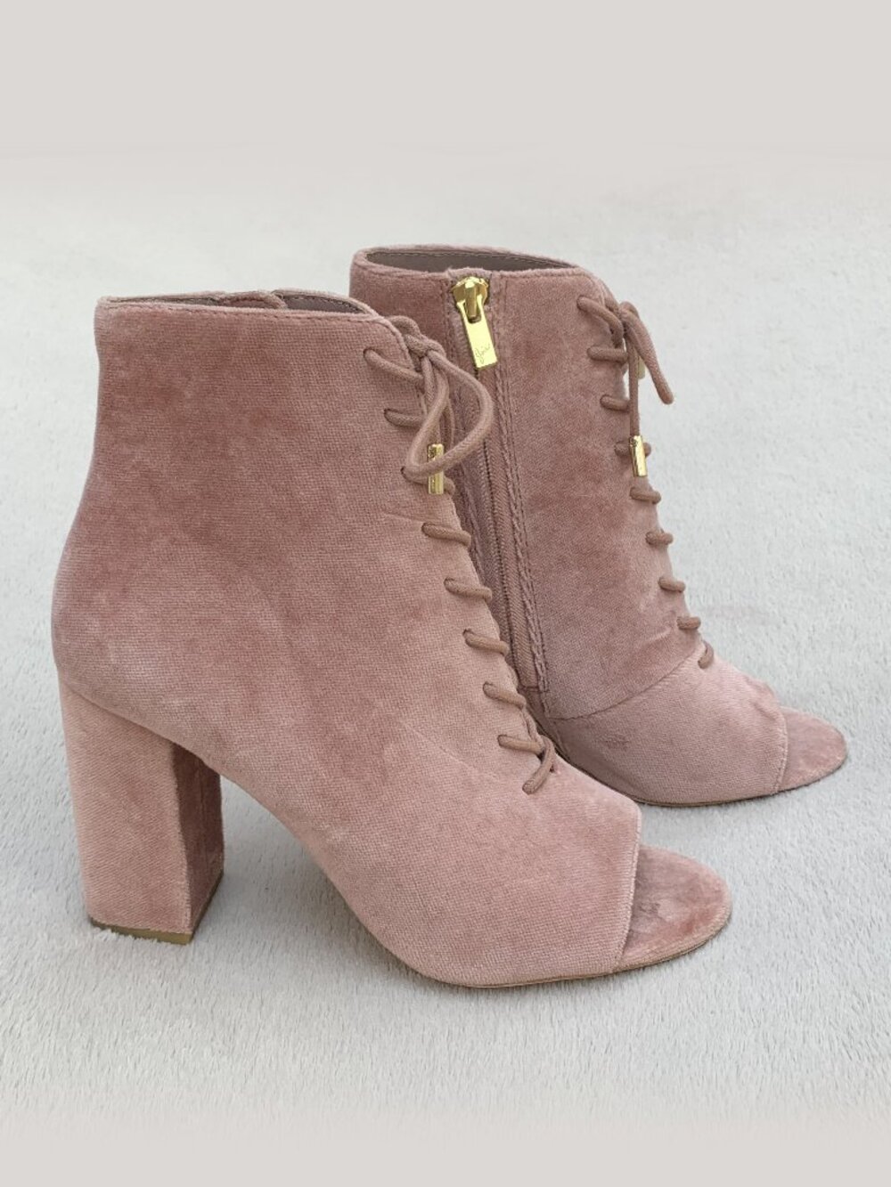 Joie Lakia Velour Peep Toe Heel Booties Sz EU38  NWOT